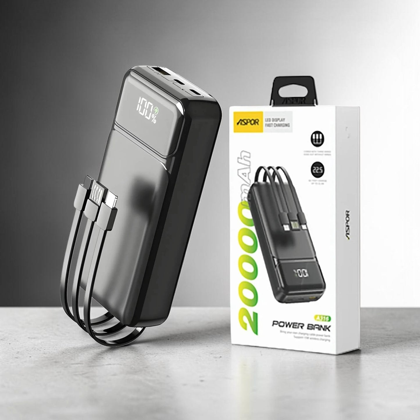 Aspor A316/ A396 20000mAh 22.5W Avec 3 câbles